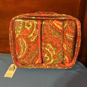 Vera Bradley Pink and Green Paisley Cosmetic Bag